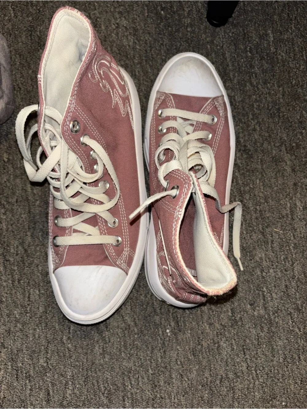 Converse Kids High Top Platform Sneakers - Rose Pink & White
